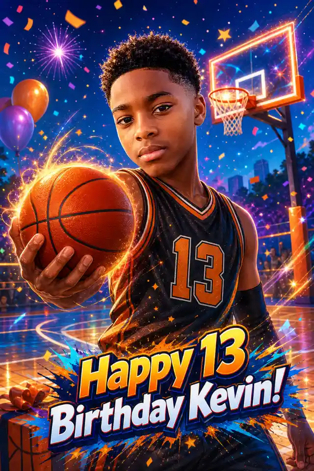 AI-generated personalized kids birthday design created from a photo