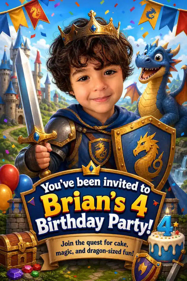 AI-generated personalized kids birthday design created from a photo