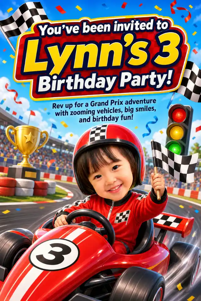 AI-generated personalized kids birthday design created from a photo